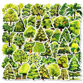 50 Packs Green Forest Stickers Water Bottles Laptop Phone Computer Guitar Skateboard Hydroflasks Green Forest Sticker Waterproof Aesthetic Trendy Decals for Kids Teens Girls Adults