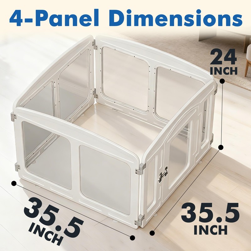 Lonkix Clear Puppy Playpen Indoor - Ideal for Small &