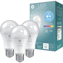 GE LED+ Color Changing LED Light Bulbs with Remote, No App or Wi-Fi Required, A19 Bulbs (3 Pack)