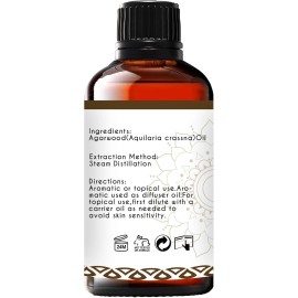 LOTUSJOY Agarwood Essential Oil, Pure Natural Organic Oud 1 Fl Oz (Pack of 1)