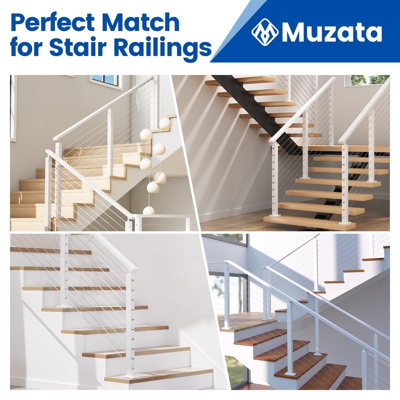 Muzata Stair Cable Railing Post 36 Inch for 25-35 Degrees