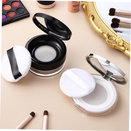 Baluue 2pcs 20g Elastic Mesh Flip-top Black Loose Box + 3g Thin Silver Cosmetics Blush Case Bottles Travel Containers Empty Container Dust Puff Plastic