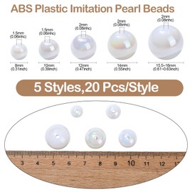 LiQunSweet - 100 abalorio redondas de plástico ABS de imitación de perlas redondas blancas redondas sueltas para bricolaje, joyas, pulseras, manualidades, bolsas, decoraciones