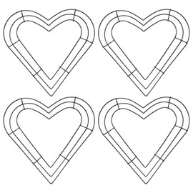 PATIKIL 10 Inch Christmas Wire Wreath Frame, 4 Pcs Metal Heart Shape Dream Catcher Rings Macrame Wreath Floral Hoop for Home Car DIY Craft Wedding Wall Hanging Decorations, Black