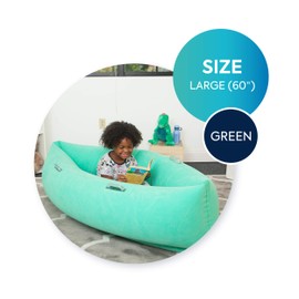 Bouncyband Medium Comfy Peapod Sensory Chair - Green 60" - Fun, Inflatable Peapod Chair Provides Therapeutic Sensory Relief and Compression for Kids Ages 6-12, Includes Electric Air Pump