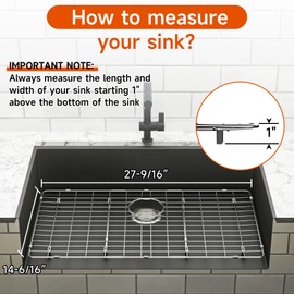 Sink Protectors for Kitchen Sink, 27-9/16" x 14-9/16" Sink Rack for Bottom of Sink, Farmhouse Sink Protector, Metal Sink Grid, Sink Protector Grid
