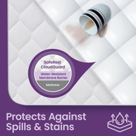 SafeRest Cloud Guard Hybrid Mattress Protector & Pad (Extra Padded) - Waterproof Quilted Pillow Top Mattress Cover - Thick, Plush, Fitted Mattress Topper for Bed - Twin XL Size