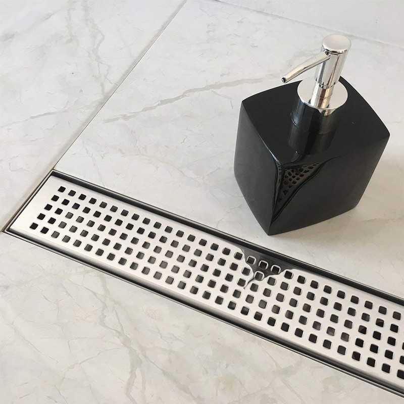 Neodrain Chrome 24-Inch Linear Shower Drain with Removable Quadrato Pattern