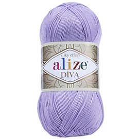 Alize Diva Knitting Yarn 100% Microfibre Acrylic Silk Effect - 4 balls - 400g 158 Lavender