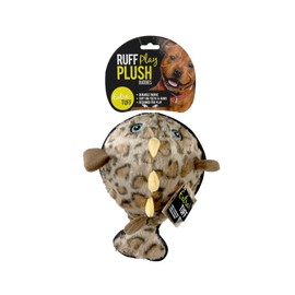 Ruff Play Extra Tuff Plush Blowfish Dog Toy, Brown - Dog Teething Toy, Chew Toys, Extremely Durable, for Aggressive Chewers, Extra Tough Dog Toys, Aids Dogs Dental Health