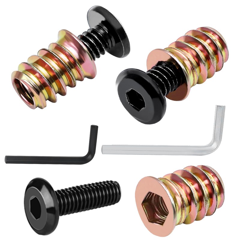 32 Sets Furniture Screw Nut 1/4-20 x 3/4" Threaded Inserts
