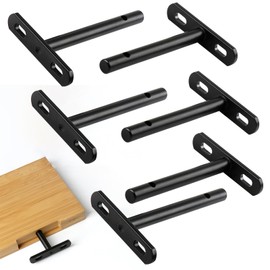 4-Inch Floating Shelf Bracket 6 Pack | Hidden Floating Shelves Brackets for Wood Shelf | Floating Shelf Hardware Heavy Duty| Blind Shelf Supports| Comes with Expansion Tube + Screw (Black)