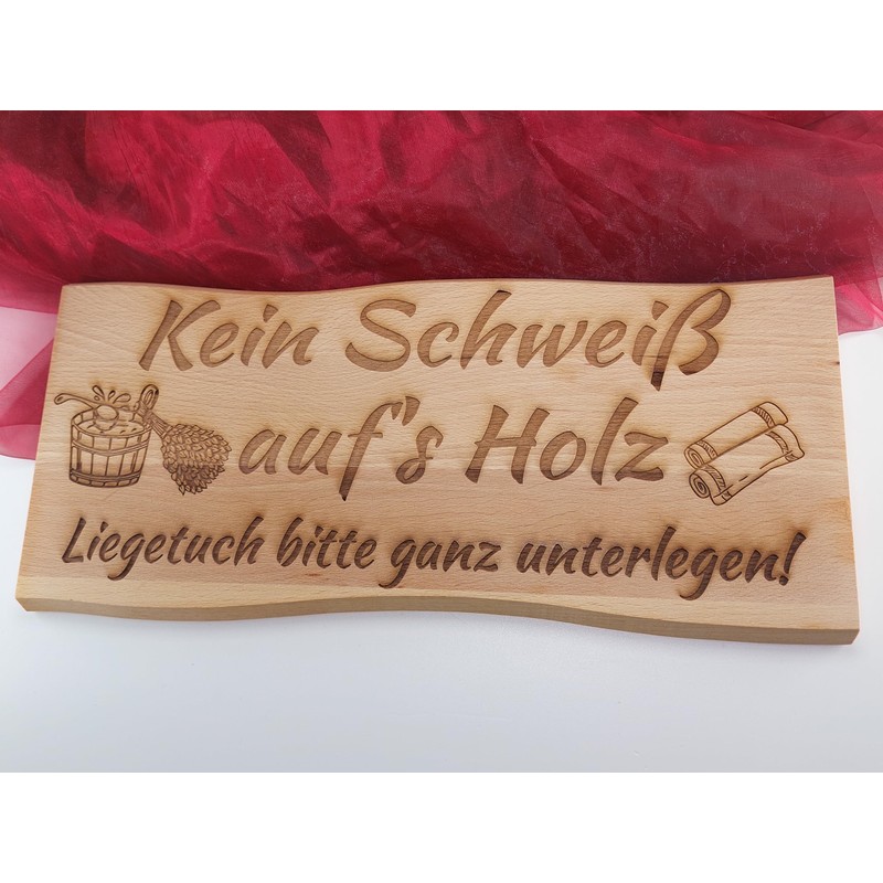 Generisch Sauna Sign Solid Beech Wood 38 x 17 cm