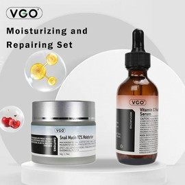 AOLG VGO Snail Mucin 92% Moisturizer and Vitamin C Facial Serum Essence Reduces Facial Fine Lines Hydration and Nourishment for Radiant Skin Hydrating  Skin Care Set Moisture Cream Gentle Hyaluronic Comfort resh cream philosophy  hanbang serum discovery 