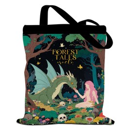 MQBMQB Forest Tales Tote Bag, Oracle Art Dragon Portable Travel Beach Bag, Witch Reusable Grocery Bags Canvas Shoulder Bags for Shopping, Butterfly Gifts for Women Sister Friends