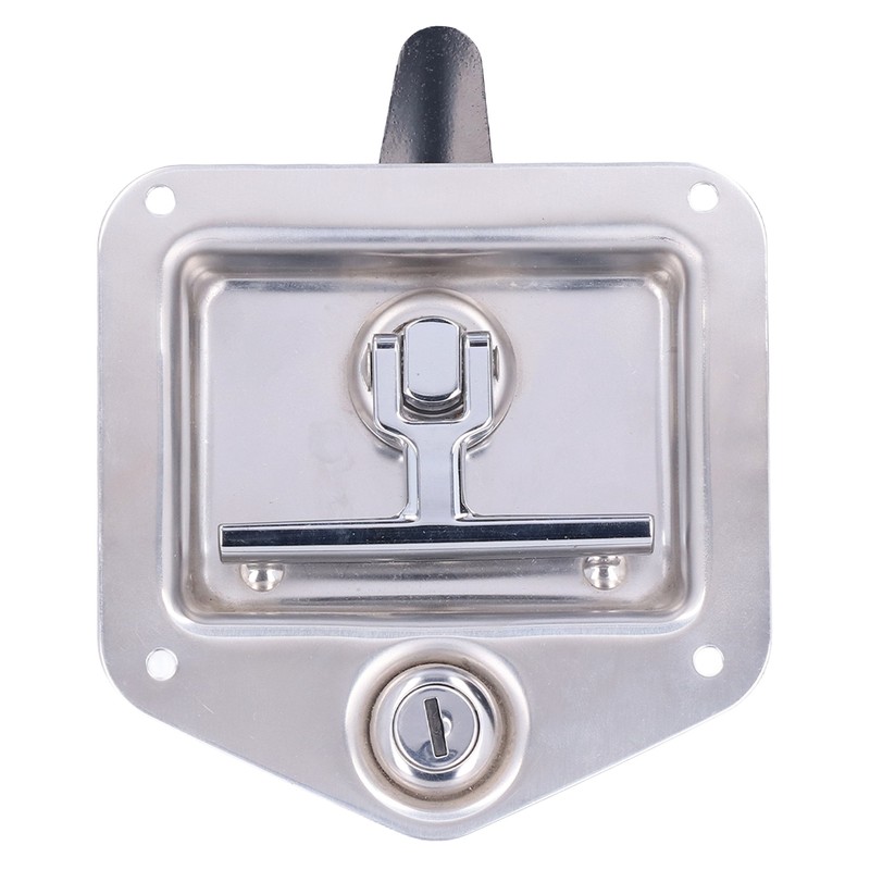 Trailer Door Latch T Handle with 2‑Key Stainless Steel Chrome