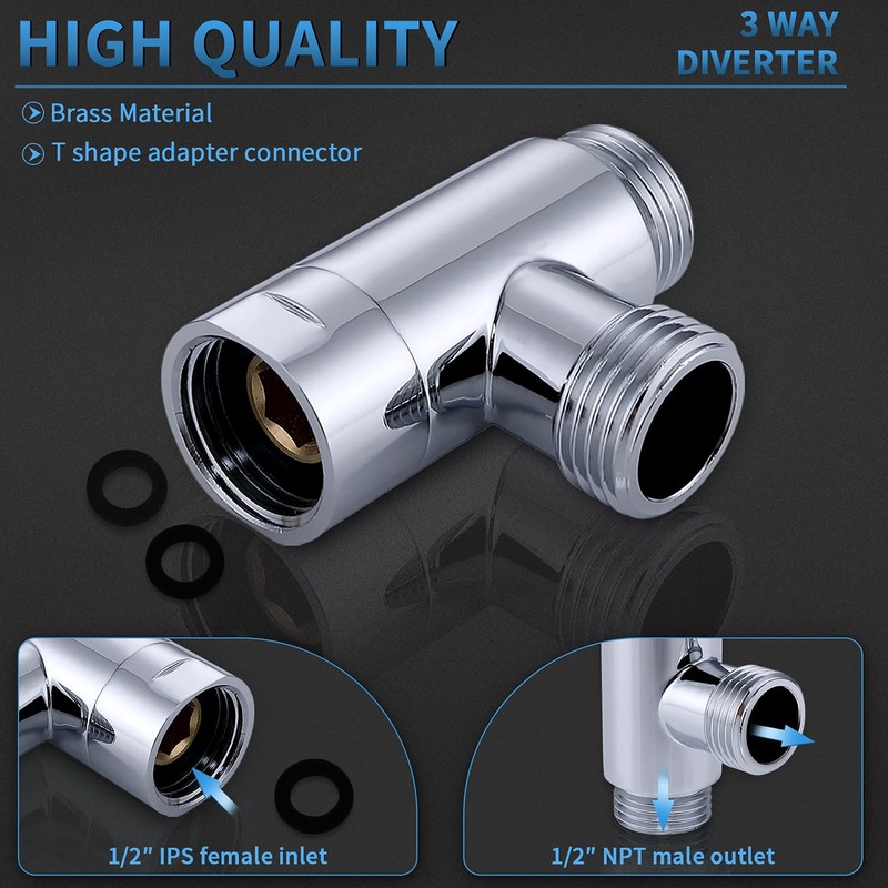 G-Promise All Metal 3 Way Diverter, Hose Fitting Tee, T