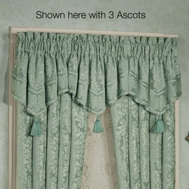 Touch of Class Grandview Damask Aqua Mist Ascot Valance Window Treatment