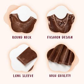 YOUNGER TREE Toddler Fall Dress Girl Winter Clothes Long Sleeve Velvet Dresses Princess Party Outfits (Brown, 2-3T)