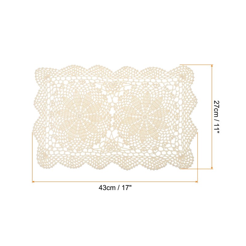 sourcing map 17x11 Inch Handmade Crochet Doilies, Polyester Cotton Table