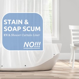 downluxe Waterproof Frosted Shower Curtain Liner - EVA Soft Plastic Shower Liner with 3 Magnets, Shower Curtains for Bathroom, 72" x 72", Frosted