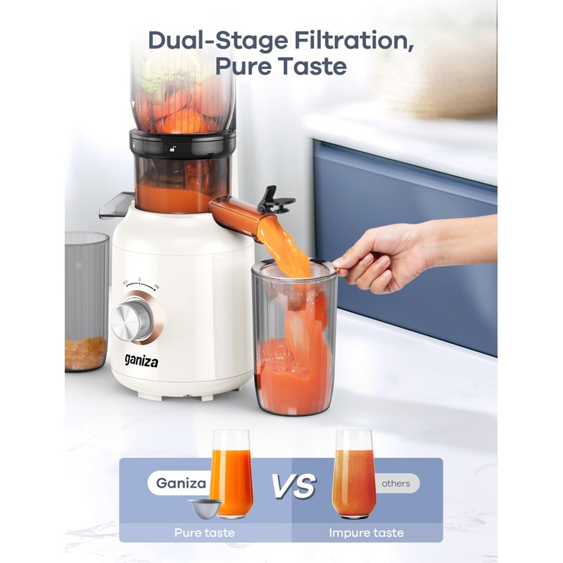 Ganiza Juicer Machines, Cold Press Juicer with 4.3" Large Feed