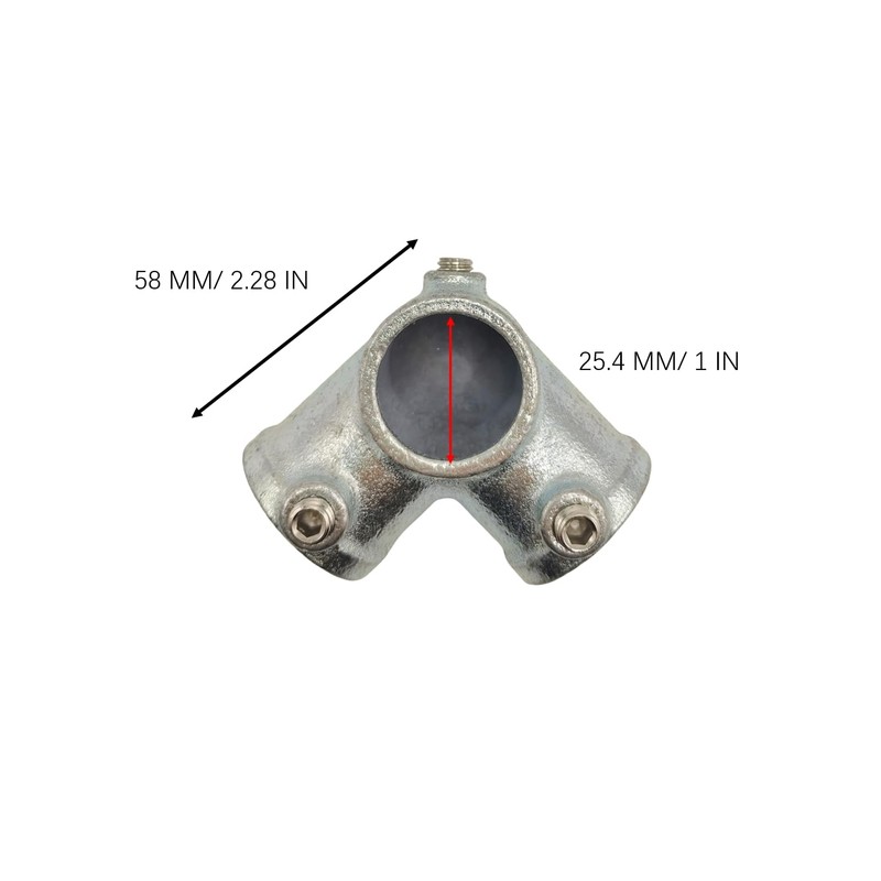 4 Pcs 3 Way L Tube Connector,Galvanized Pipe Fittings, Three