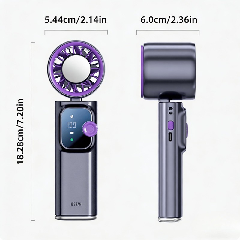 ICE FAN YX166 199-Speed Cooling Handheld Fan, 4000mAh Rechargeable, Foldable