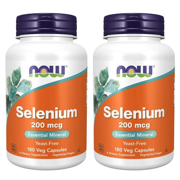 Now Foods Selenium 200 mcg VCaps, 180 Count (Pack of 2)