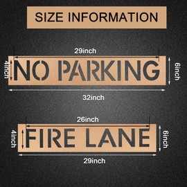 Tinlade 4" Fire Lane No Parking Pavement Word Letter Stencil Template Cardboard Stencils Reusable Signs for Curbs Parking Lots Asphalt Concrete