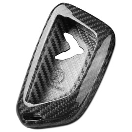 T-carbon Key Fob Case Cover Compatible with Corvette C8, Real Glass Fiber Key Fob Case Compatible with C8 Corvette 2020 2021 2022 2023 2024 Car Remote Control Key(Silver Black)