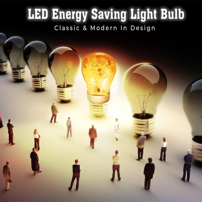 Himalayan Glow Natural Pink Salt LED Light Bulb, Warm Amber