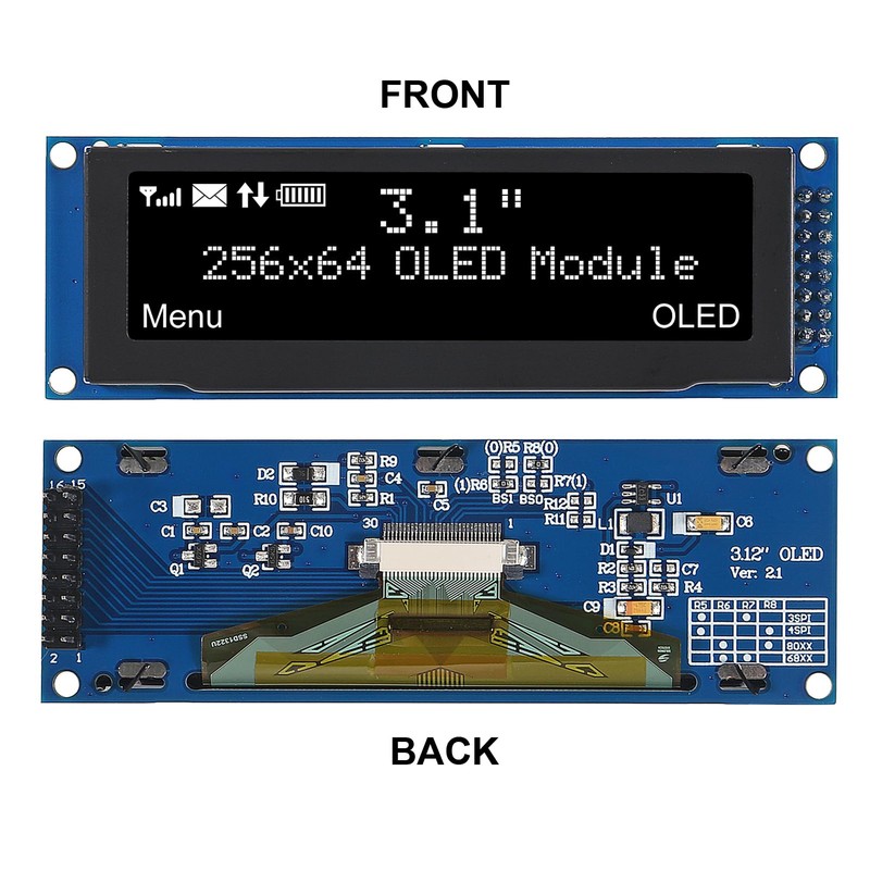 DWEII 2PCS 3.12 inch OLED Display 256x64 OLED LCD Display