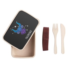 Fabulous Lunch Box Lunchbox mit Besteck, Schwarz, Stier, Sternzeichen, Sternzeichen, Sterne, 700 ml