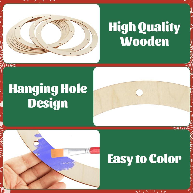 CYEAH 30 Pcs 12 Inch Wooden Wreath Frames for Crafts,