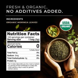 Gya Tea Co Organic Moringa Herbal Tea Bags (100 Bags) - Decaf Moringa Tea Bags for Hair & Skin Health Energy Tea - Refreshing & Delightful Moringa Pure Tea Gifts Fruit & Herbal Tea Blends