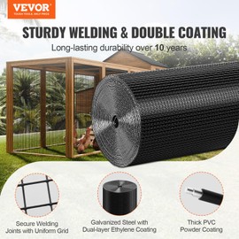 VEVOR Hardware Cloth, 24'' x 100' 1/2 inch Galvanized Wire Mesh Roll, 19 Gauge Chicken Wire Fencing Roll, Vinyl Metal Wire Mesh for Chicken Coop Barrier, Rabbit Snake Fences, Poultry Enclosures