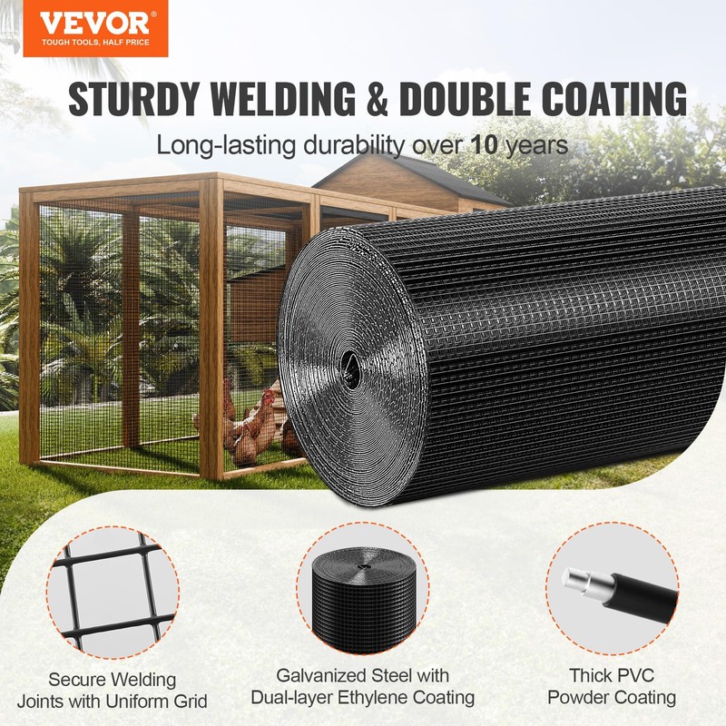 VEVOR Hardware Cloth, 24'' x 100' 1/2 inch Galvanized Wire