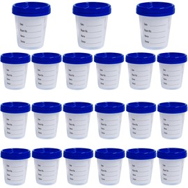 20 PCS 4oz/120ml Disposable Specimen Cups with Leak-Proof Screw-on Cap Cover