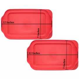 Pyrex 232-PC 11" x 7" Red Rectangular Lid Cover 2 Pack New for 2Qt Glass Dish