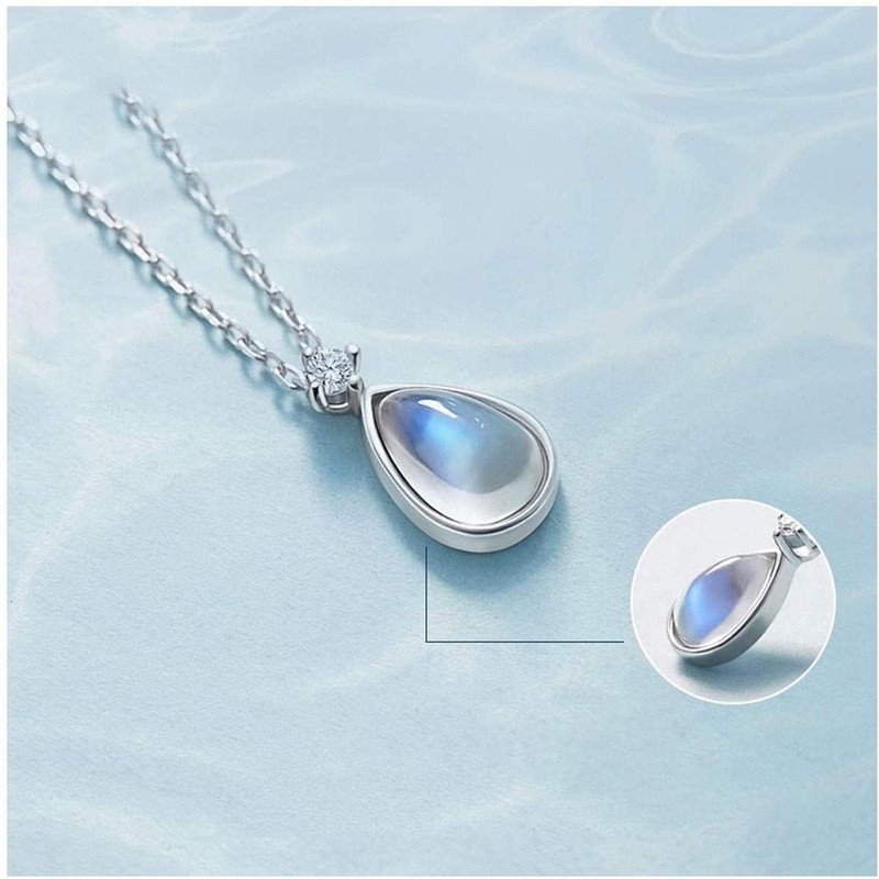 DDMX Necklace and Pendant Moonstone Necklace Sterling Silver Clavicle Chain