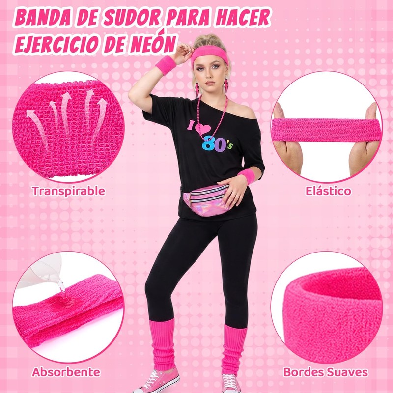 Lukovee Disfraz de los 1980 Mujers, 8 Conjunto de 80's
