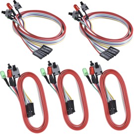 VISSQH 5pcs PC Reset Switch Cable, 4 in 1 ATX Computer Power Reset Switch Motherboard HDD LED Cable Wire for Computers - 65cm