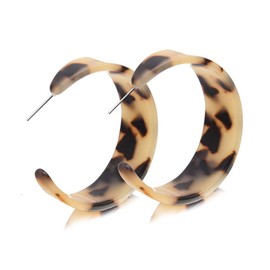 Leopard C-Shaped Acrylic Earrings. Bohemian Geometry Resin Hoop Earring Tortoise Shell Stud Earrings for Women Statement Earring (khaki)
