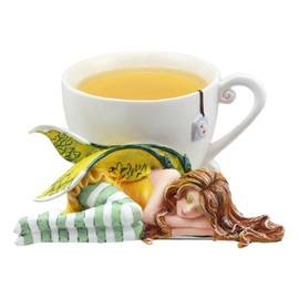 Ebros Amy Brown Healing Herb Chamomile Tea Cup Sleeping Fairy Statue Sweet Addictions Festive Figurine Collectible