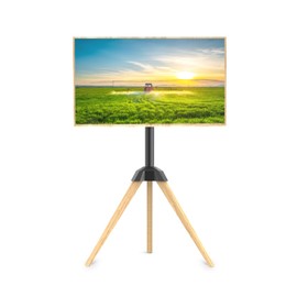 Afaloona Wood Easel TV Stand for 32 to 65 Inch LCD LED OLED Screen, 25°Swivel Tripod TV Mount Portable Height Adjustable TV Floor Stand for Studio, Office, Bedroom Living Room, VESA 600x400mm