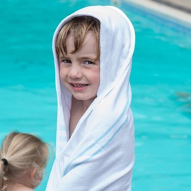 Hippychick HC Turkish Baby Bath Towel, 82 x 82 cm - Blue/White