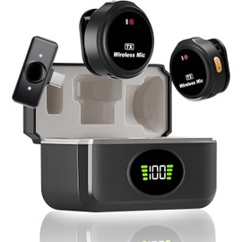 Vzpinko Wireless Lavalier Microphone for Android 2-in-1 Mini Lapel Microphone, Noise Cancellation, Omnidirectional Condenser Mic for Video Recording,Interview,Podcast,Vlog,YouTube,Tiktok