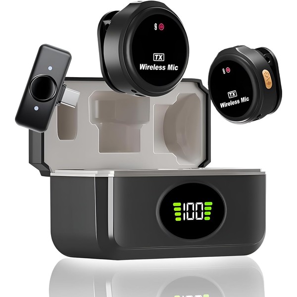 Vzpinko Wireless Lavalier Microphone for Android 2-in-1 Mini Lapel Microphone,