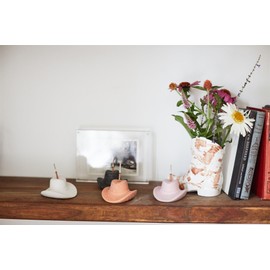 Paddywax Incense Burner Textured Ceramic Cowboy Hat with Incense Sticks, 100-Sticks, Pink